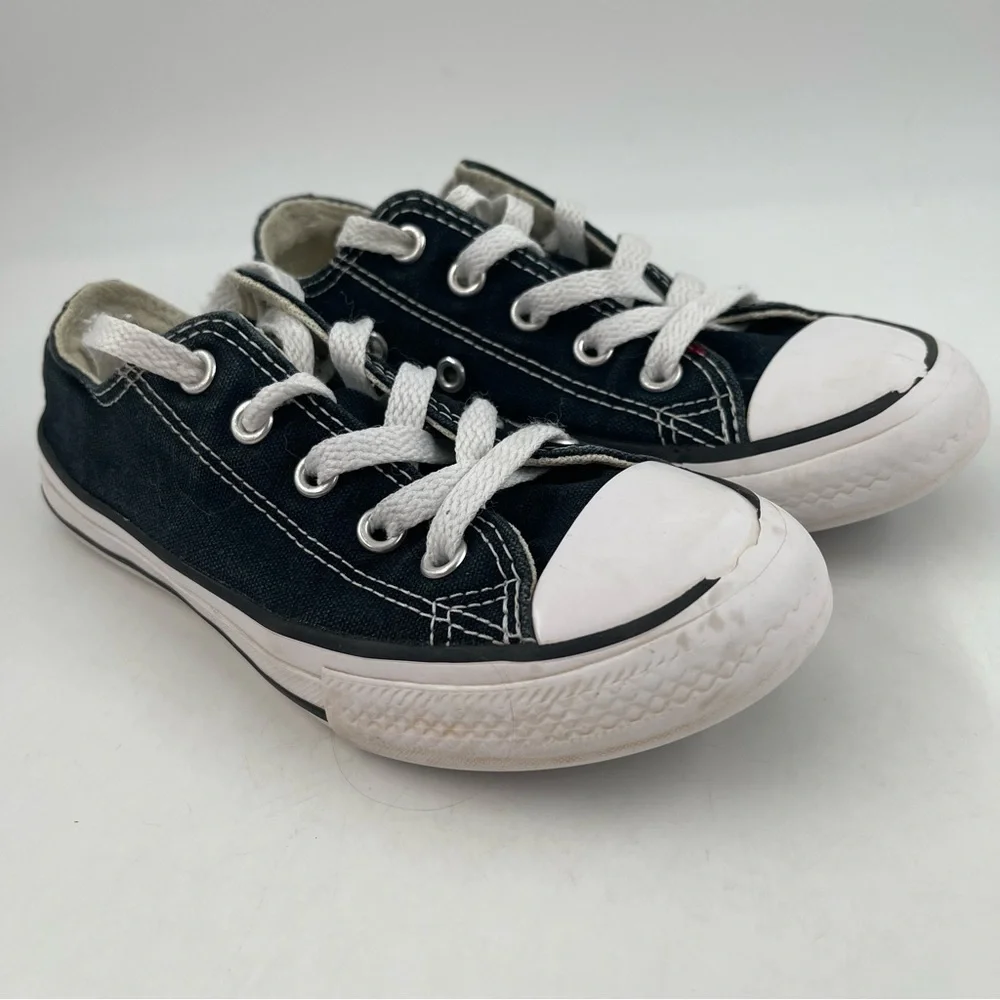 Converse Unisex Kids CTAS Black White Canvas Low Top Sneakers Shoes - Size 12 C